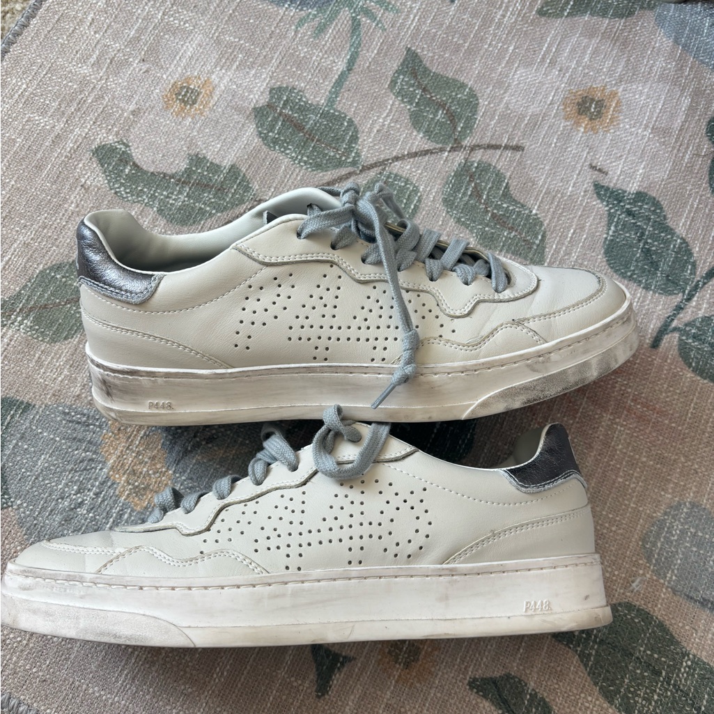 P448 Women's Sneakers In Cream And Silver